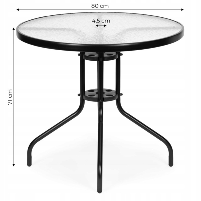 parametry stolika ogrodowego o średnicy 80 cm
